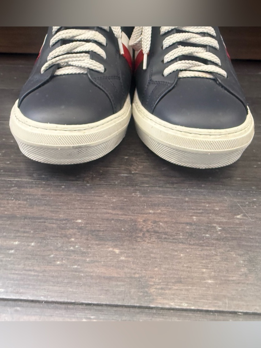 AUTHENTIC MONCLER MENS NEW MONACO LEATHER SNEAKERS, SIZE EU 43.5 (US 10.5), NAVY - Picture 10 of 16